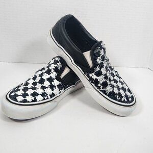 Vans Black Sequin and Checkered Slip-On Sneakers 5.5
